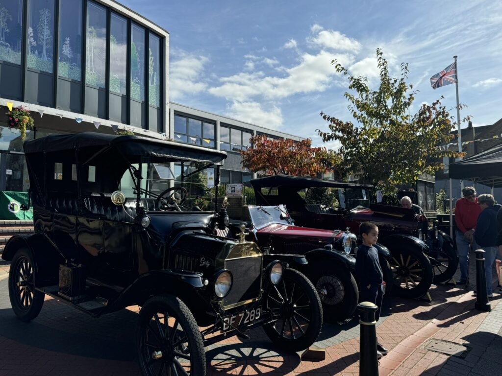 A photo of vintage cars on the Town Hall frontage