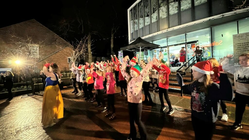 Dancers on the front of the Town Hall Steps