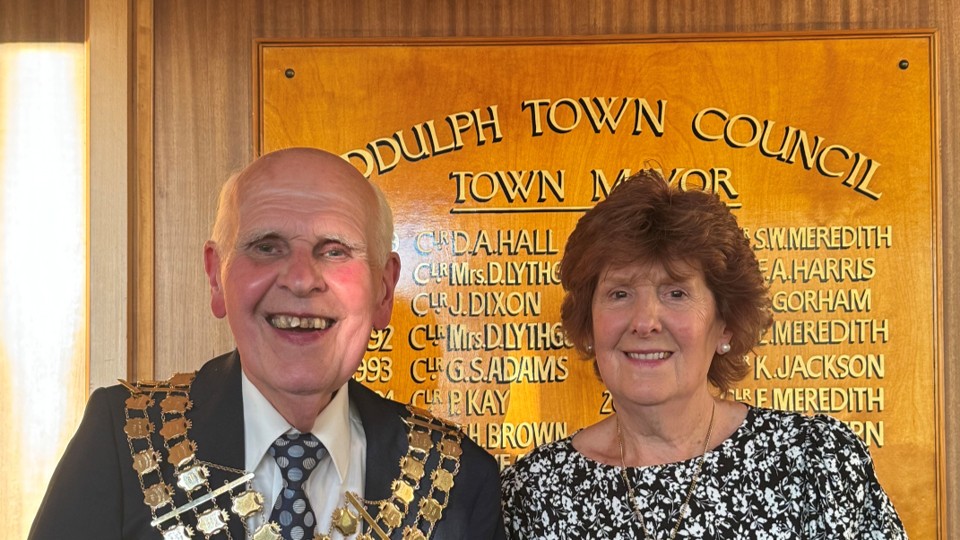 The Mayor Biddulph, Councillor Adrian Lawton and the Mayoress, Joy Goodwin