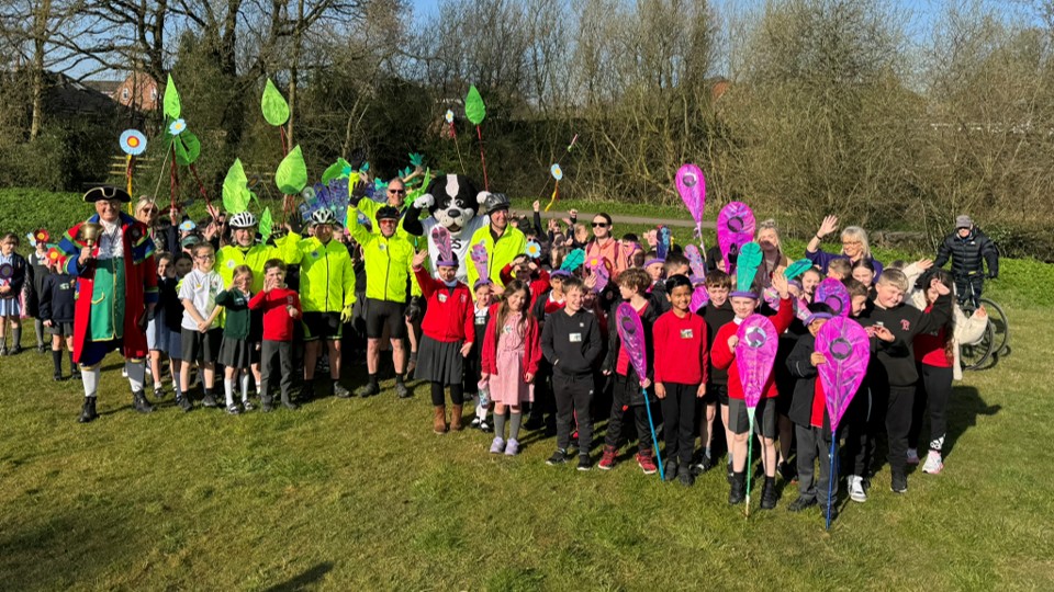Photo of the Town Crier, Cycling Group and Children
