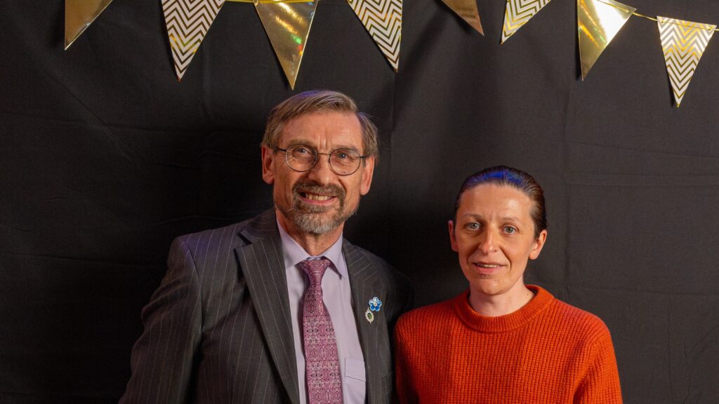 Councillor Garvey presenting the Business Award to Becci's Kitchen