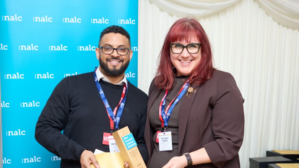A photo of Sarah receiving her Clerk of the Year Award at The House of Lords