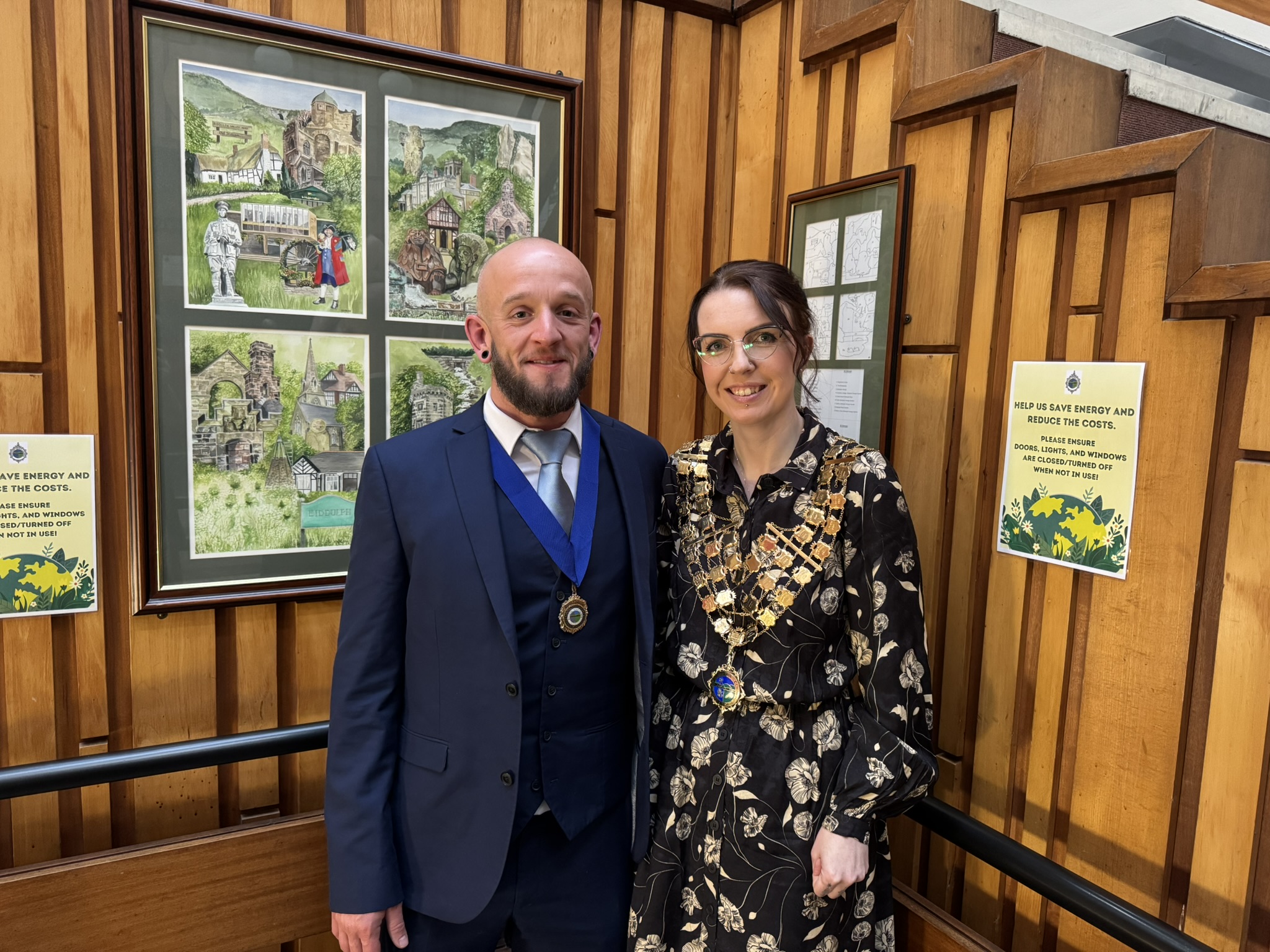 A photo of the new Mayor of Biddulph, Councillor Charlie Smith and her consort, Mr Scott Smith.
