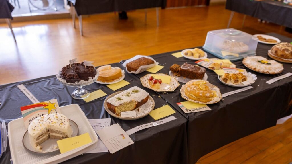 A selection of entries in the Bakery section, as assortment of cakes and sausage rolls