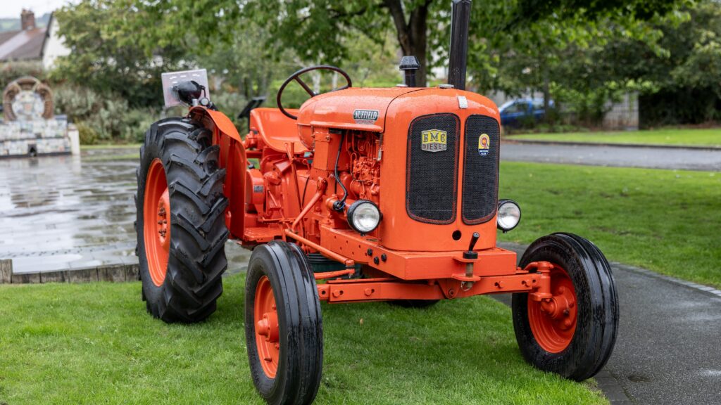 An orange tractor exhibit