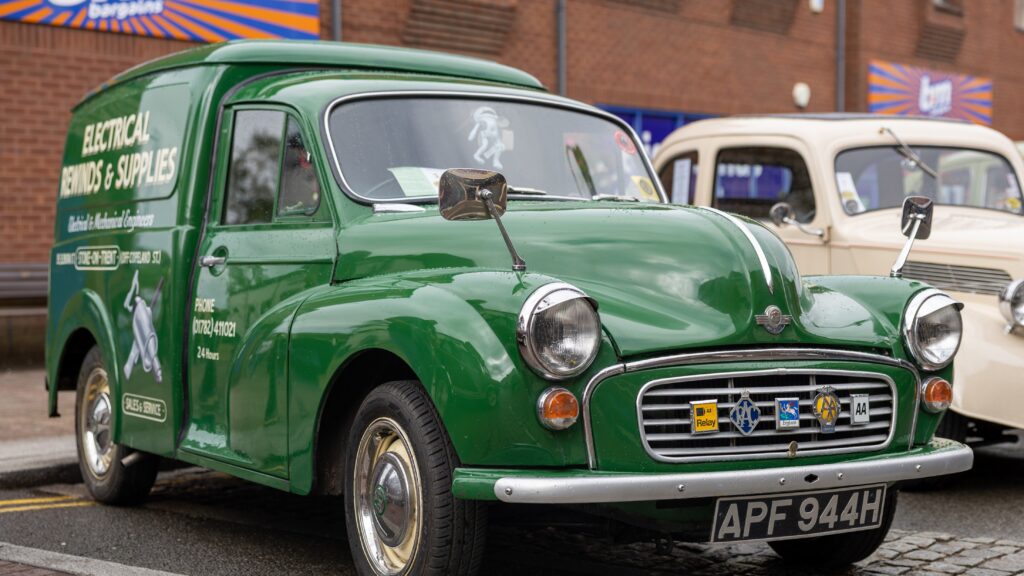 A bright green van - one of the exhibits