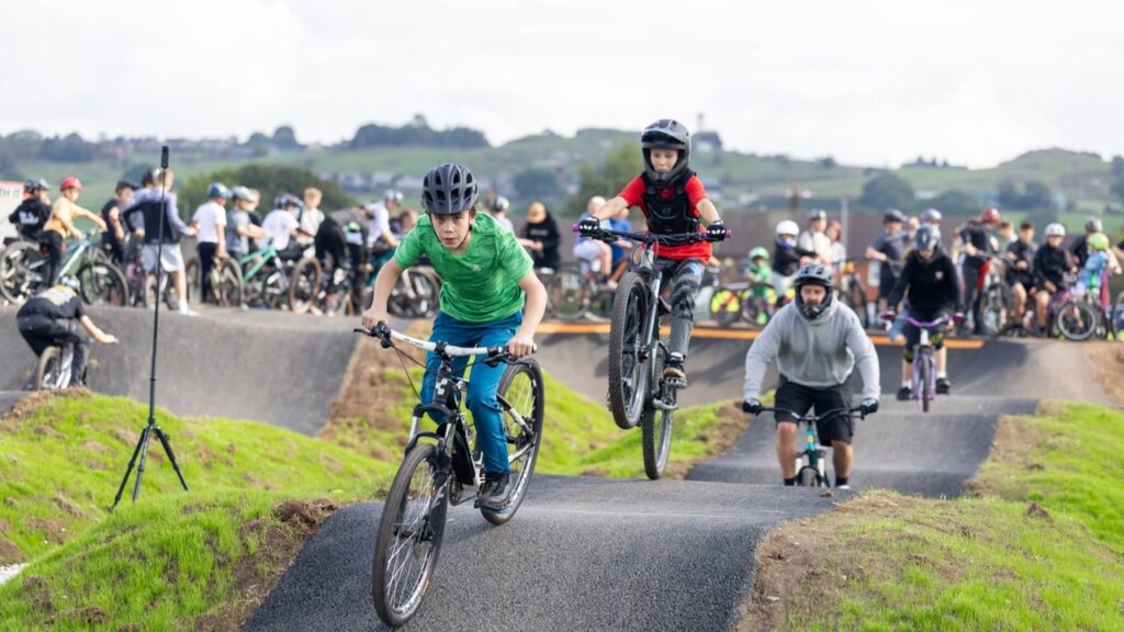 Cyclists enjoying the new pump track