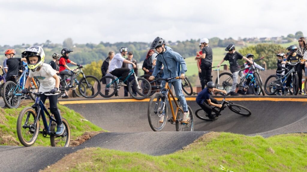 Cyclists enjoying the new pump track